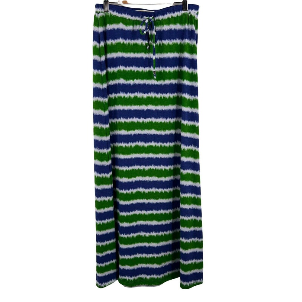 Michael Kors Blue Green Striped Maxi Skirt Size Small